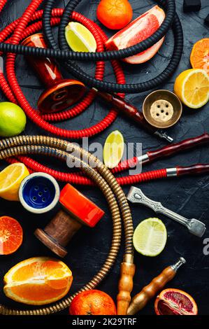 Hookah oder Kalium mit Zitrustabak. Stockfoto
