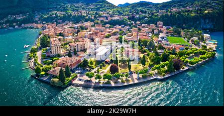 Menaggio, Comer See. Panoramablick aus der Vogelperspektive auf die Stadt Menaggio am Comer See Stockfoto