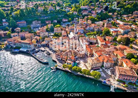 Menaggio, Comer See. Blick aus der Vogelperspektive auf das historische Zentrum von Menaggio am Comer See Stockfoto