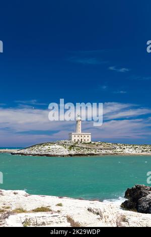 Leuchtturm in Vieste, Region Apulien, Italien Stockfoto