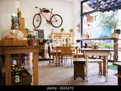 Ihr Café vor Ort. Aufnahme eines leeren Coffee Shops. Stockfoto