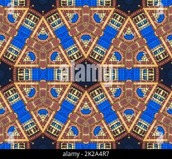 Abstrakter Kaleidoskop-Hintergrund. Schöne bunte Kaleidoskop Textur. Einzigartiges Kaleidoskop-Design. Schönes Kaleidoskop Mandala. Stockfoto