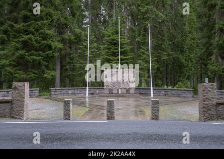 Ekne, Norwegen - 05. Juli 2022: Falstad war ein deutsches Internier- und Durchgangslager während des Zweiten Weltkriegs. Mehr als 200 Gefangene wurden im nahegelegenen f angeschossen Stockfoto