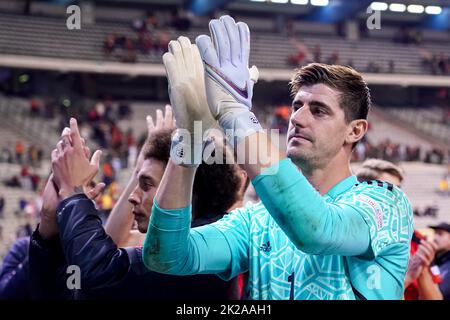 BRÜSSEL, BELGIEN - 22. SEPTEMBER: Thibaut Courtois aus Belgien während der UEFA Nations League Ein Spiel der Gruppe 4 zwischen Belgien und Wales im Stade ROI Baudouin am 22. September 2022 in Brüssel, Belgien (Foto: Joris Verwijst/Orange Picles) Stockfoto