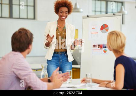 Inspirieren und inspirieren lassen. Aufnahme eines Teams junger Fachkräfte in einer Unternehmenspräsentation. Stockfoto