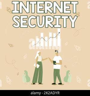 Handschriftliches Schild Internet Security. Geschäftsprozess zum Schutz vor Angriffen über das Internet Illustration von Partnern, die wunderbare Ideen zur Verbesserung ihrer Fähigkeiten teilen. Stockfoto