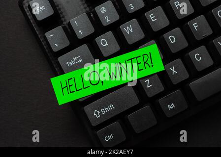 Konzeptionelle Überschrift Hallo Winter. Geschäftsidee Gruß zum Ende des Herbstes die kälteste Jahreszeit um Dezember Abstract Giving Story Writing Tips, Online Bookkeeping Services Stockfoto