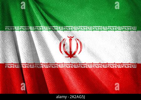 Iranflagge auf der Handtuchoberfläche mit Stockfoto