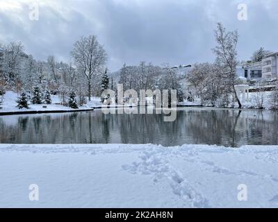 Kurpark, Winter, Bad Schwalbach Stockfoto