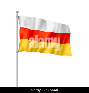 Flagge Südossetiens isoliert auf Weiß Stockfoto