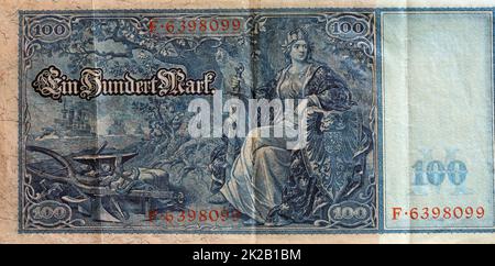 Historische deutsche Banknoten Stockfoto