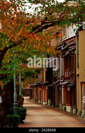 Landschaft der alten Hauptstadt Japans „Kanazawa Kazuemachi Chaya District“ Stockfoto