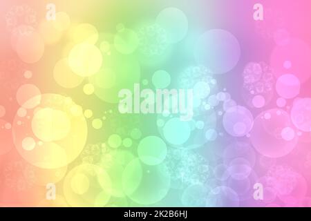 Regenbogen Hintergrund. Abstrakt frisch zarte Pastell lebendige bunte Fantasie Regenbogen Hintergrund Textur mit defokussierten Bokeh Lichter. Schöne leichte Textur. Stockfoto