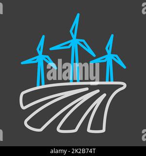Die Windmühle auf dem Feld ist ein Symbol Stockfoto