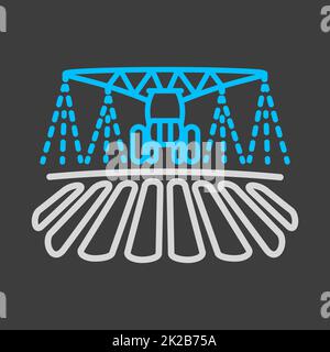Symbol für Bewässerung, Boden und Düngung des Traktors Stockfoto