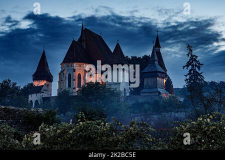 Die historische Schlosskirche von Biertan in Rumänien Stockfoto