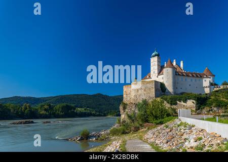 Schloss Schönbuhel aus dem 12th. Jahrhundert an der Donau, Niederösterreich, Österreich Stockfoto