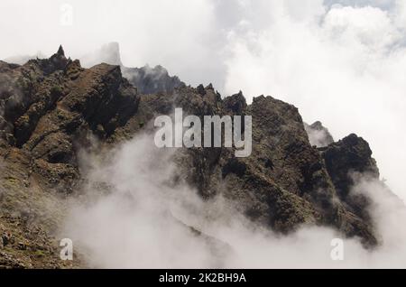 Klippen des Nationalparks Caldera de Taburiente. Stockfoto