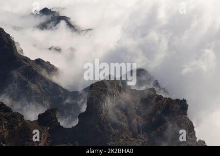 Klippen des Nationalparks Caldera de Taburiente. Stockfoto