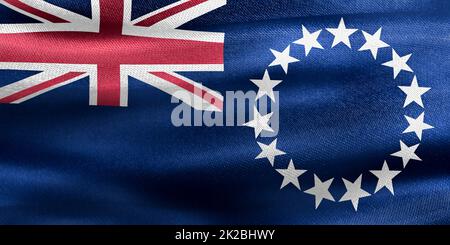 Cook Islands Flagge - realistische wehende Stoff Flagge Stockfoto