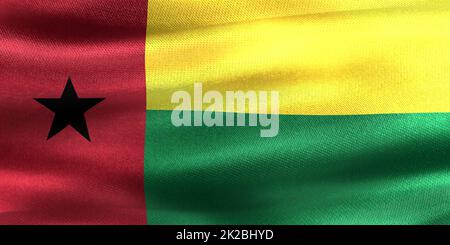 Guinea-Bissau Flagge - realistische wehende Stoffflagge Stockfoto