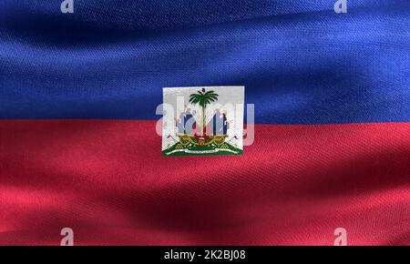 3D-Darstellung einer Haiti-Flagge - realistisch winkende Stoffflagge Stockfoto