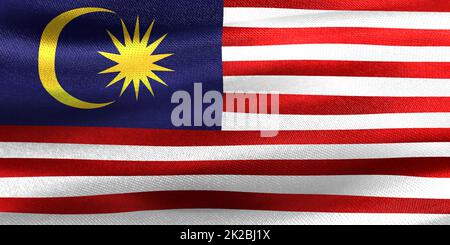 3D-Illustration einer Malaysia-Flagge - realistisch winkende Stoffflagge Stockfoto