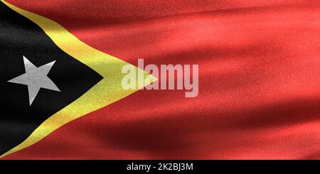 3D-Illustration einer Osttimor-Flagge - realistisch winkende Stoffflagge Stockfoto