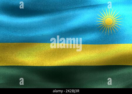 3D-Illustration einer ruandischen Flagge - realistisch winkende Stoffflagge Stockfoto