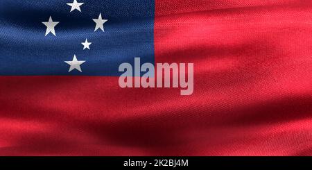 3D-Illustration einer samoanischen Flagge - realistisch winkende Stoffflagge Stockfoto