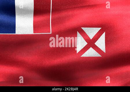 3D-Illustration einer Wallis- und Futuna-Flagge - realistisch schwenkende Stoffflagge Stockfoto