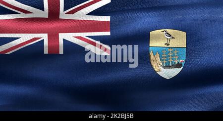 3D-Illustration einer St.-Helena-Flagge - realistisch winkende Stoffflagge Stockfoto