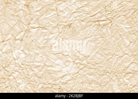 Hintergrund der altbraun zerknitterten Papiertextur Stockfoto
