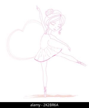 Schöne Ballerina, Grafik doodle Abbildung Stockfoto