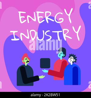 Inspiration mit dem Schild „Energy Industry“. Geschäftskonzepte Branchen, die an der Produktion und dem Verkauf von Kollegen im Energiebereich beteiligt sind. Displaying Cube repräsentiert Teamwork und diskutiert über das zukünftige Projekt. Stockfoto