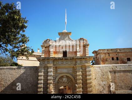 Haupteingang von Mdina auf Malta. Mdina ist alten Hauptstadt von Malta Stockfoto