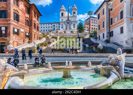 Panoramablick auf die Piazza di Spagna in Rom, Italien Stockfoto