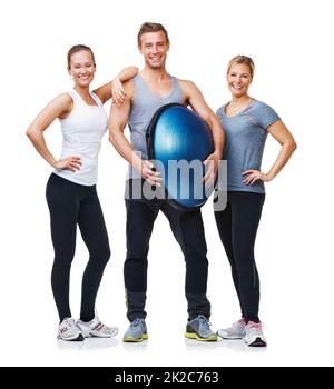 Gesund werden. Studioaufnahme von jungen Menschen beim Arbeiten. Stockfoto