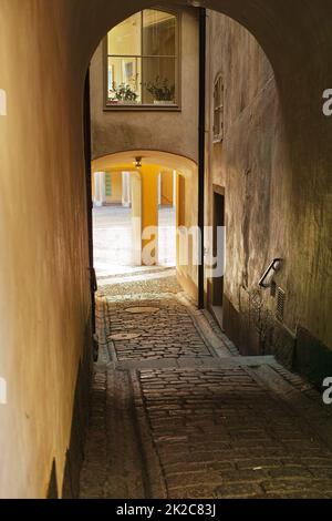 Geschichte durch Architektur leben. Aufnahme historischer Gebäude. Stockfoto