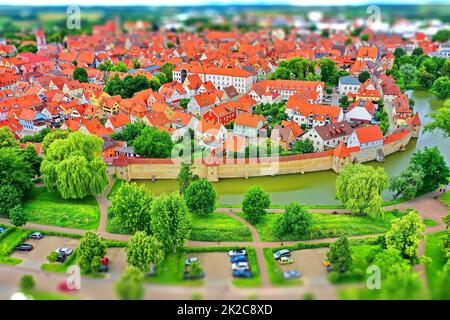 Luftaufnahme von WeiÃŸenburg bei gutem Wetter Stockfoto