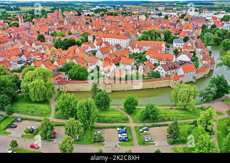 Luftaufnahme von WeiÃŸenburg bei gutem Wetter Stockfoto