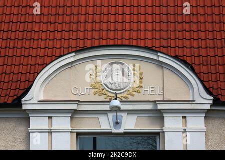 Die Jahnhalle ist eine Sehenswürdigkeit der Stadt Illertissen Stockfoto