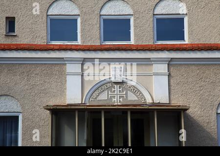 Die Jahnhalle ist eine Sehenswürdigkeit der Stadt Illertissen Stockfoto