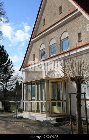 Die Jahnhalle ist eine Sehenswürdigkeit der Stadt Illertissen Stockfoto