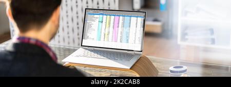 Finanzanalyst Mit Tabellenkalkulationssoftware Stockfoto
