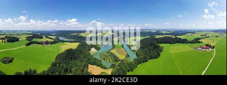 Traumhafte Landschaft im Voralpenland an der Iller Stockfoto