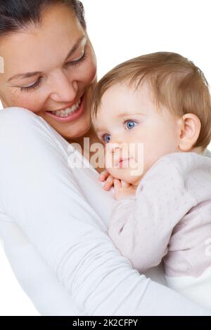 Shes mein besonderes Mädchen. Eine attraktive Frau mit ihrem kleinen Baby. Stockfoto