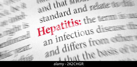 Definition des Wortes Hepatitis in einem Wörterbuch Stockfoto