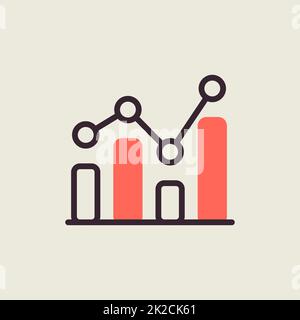 Grafik in trendigen Umrisssymbole. Finanzzeichen Stockfoto