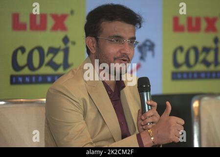 Kalkutta, Indien. 22. September 2022. KALKUTTA, INDIEN - 22. SEPTEMBER: BCCI-Präsident und ehemaliger Cricketspieler Sourav Ganguly während einer Werbeveranstaltung am 22. September 2022 in Kalkutta, Indien.(Foto: Samir Jana/Hindustan Times/Sipa USA) Quelle: SIPA USA/Alamy Live News Stockfoto